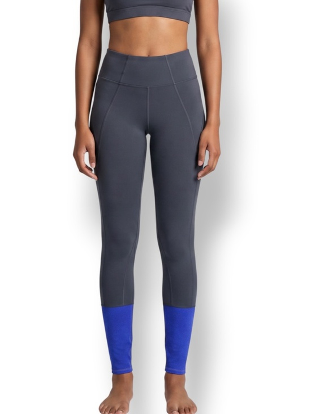 4/$20 Athleta Dark Gray Royal Blue Colorblock Performance Leggings Size Small
